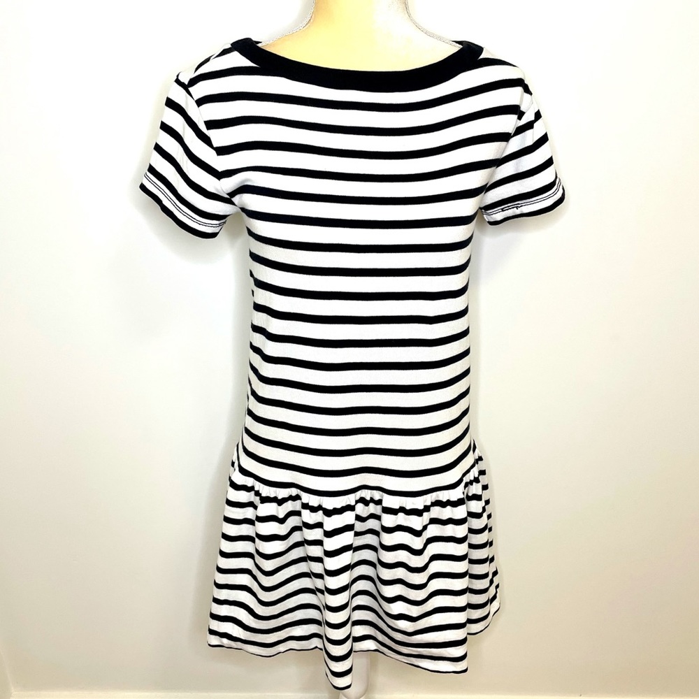 KATE SPADE Striped Dress Boat Neck XS Drop Waist Nautical Sailor Old Money